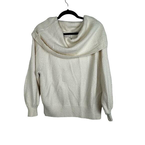 Anthropologie Turtleneck Sweater Ivory Long Sleeve Size Medium Relaxed Offwhite - Picture 1 of 8